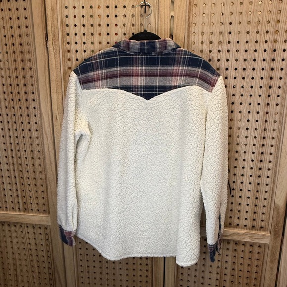 Womens Plaid Sherpa Fleece Lined Western Style Snap Front Shirt Jacket 1010 - Picture 4 of 6